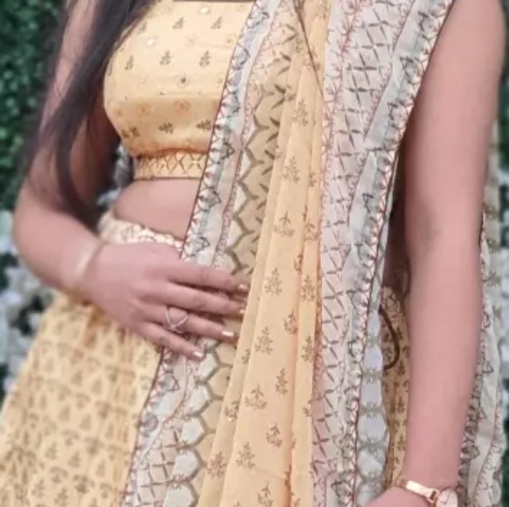 Printed Lehanga with dupatta | Lemon Color - Picture 4 of 4